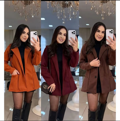Casaco Sobretudo Blazer Feminino — Lã Batida | Oferta Especial de Inverno