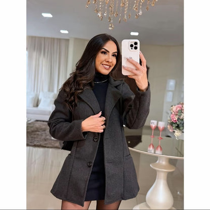 Casaco Sobretudo Blazer Feminino — Lã Batida | Oferta Especial de Inverno