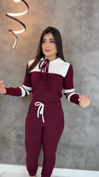 Conjunto Feminino Com Capuz Agasalho Inverno Look Para o Frio