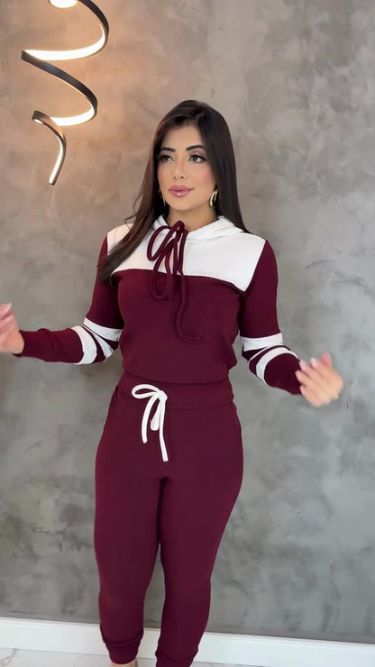 Conjunto Feminino Com Capuz Agasalho Inverno Look Para o Frio