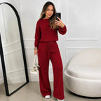 Kit 2 Conjuntos Feminino Canelado em Tricot (Blusa + Calça)