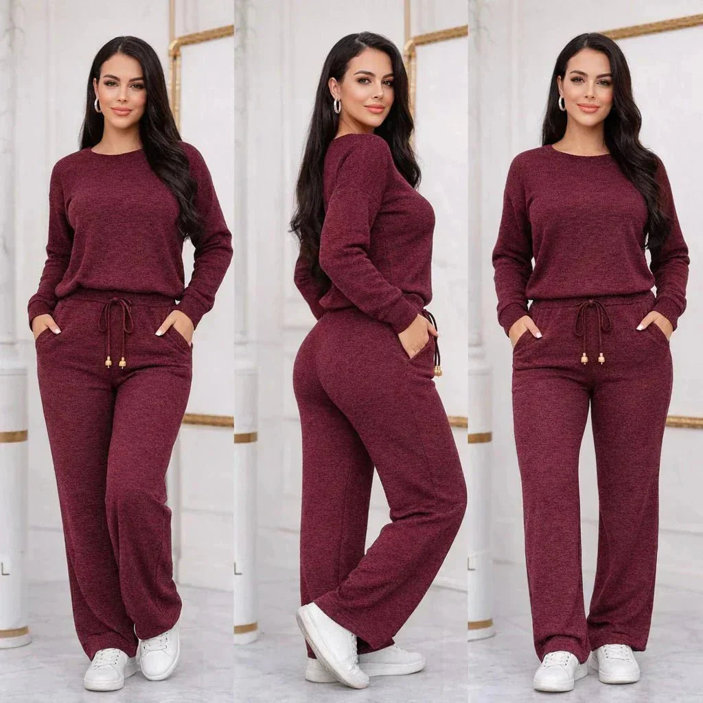 Conjunto Feminino Longo em Tricot (Blusa + Calça) | PROMOÇÃO DE INVERNO