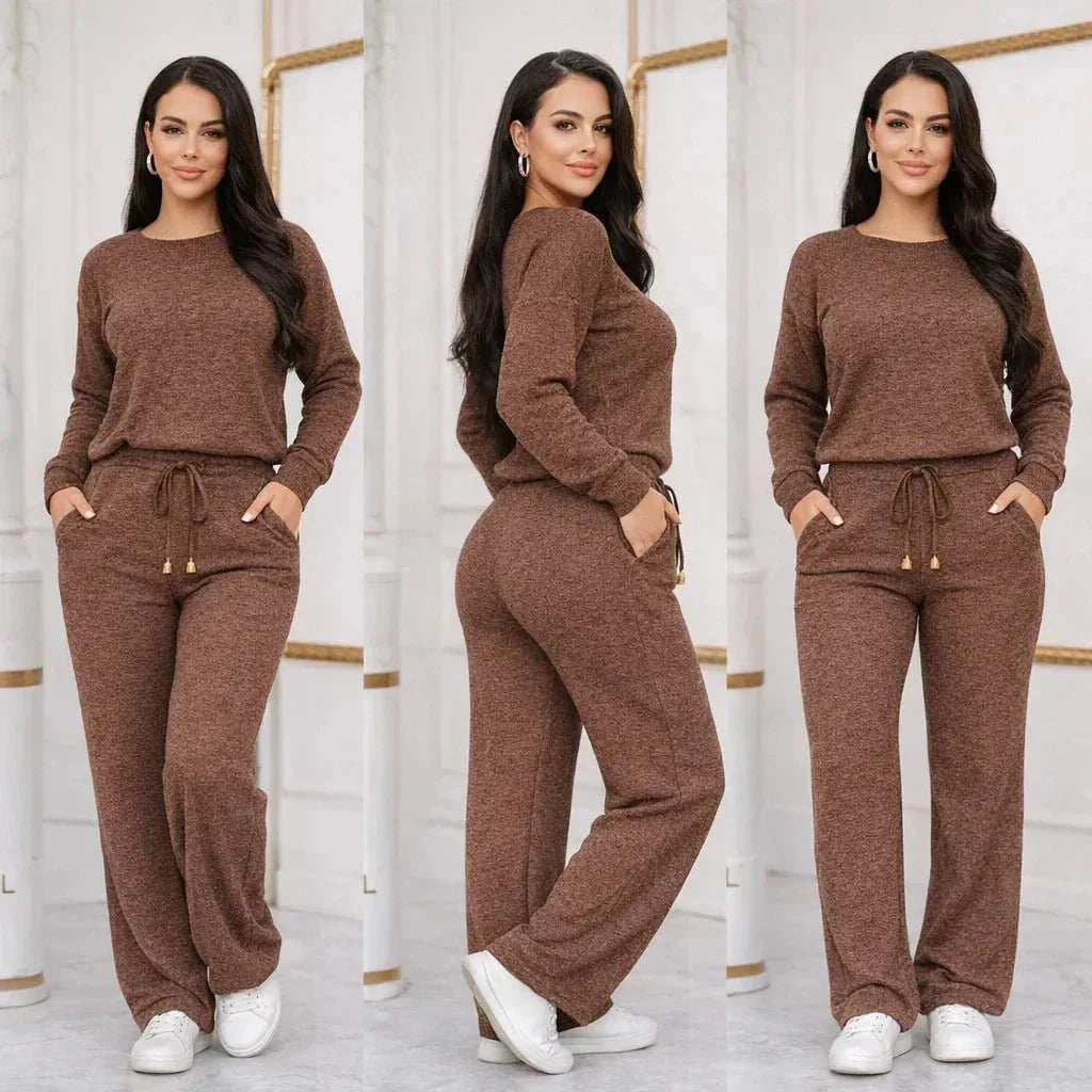 Conjunto Feminino Longo em Tricot (Blusa + Calça) | PROMOÇÃO DE INVERNO