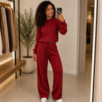 Conjunto Paty — Blusa e Calça Canelada em Tricot | Oferta de Inverno